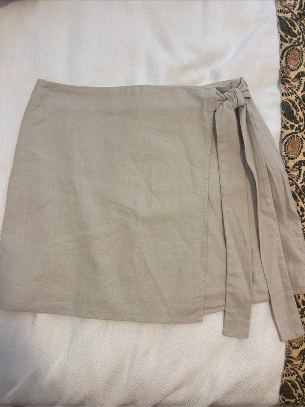 Forever 21 Light Beige Wrap Mini Skirt with Side Tie